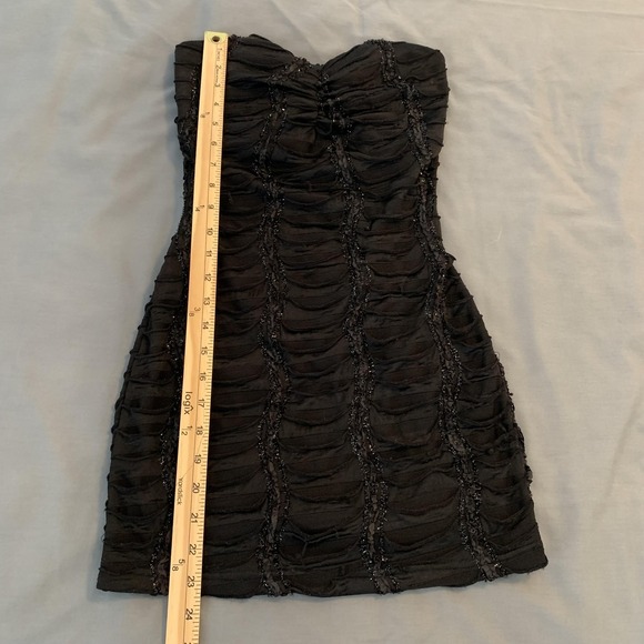 Va Va Voom Dress Womens Small Black Strapless Sweetheart Sequin Bodycon Mini - Picture 7 of 9